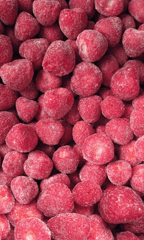 Individually frozen strawberries
